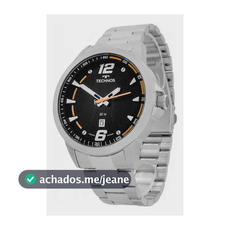 Relógio Technos Masculino Quartzo Aço Inoxidável Resistente Água Prata