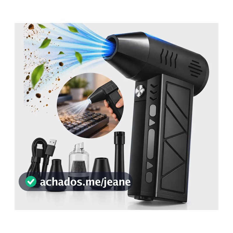 Mini Soprador De Ar Turbo Portátil Sem Fio Recarregável Preto 127/220v
