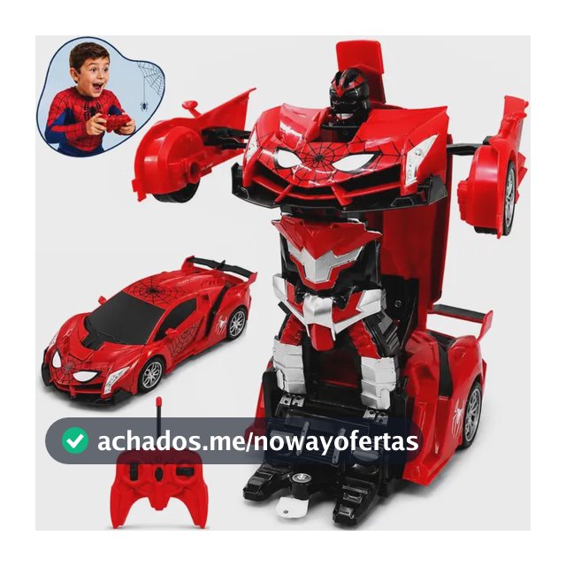 Carrinho de Controle Remoto Robô Transformer Homem Aranha Spider Infantil Transformer Que Vira Robô Recarregavel Kizumba