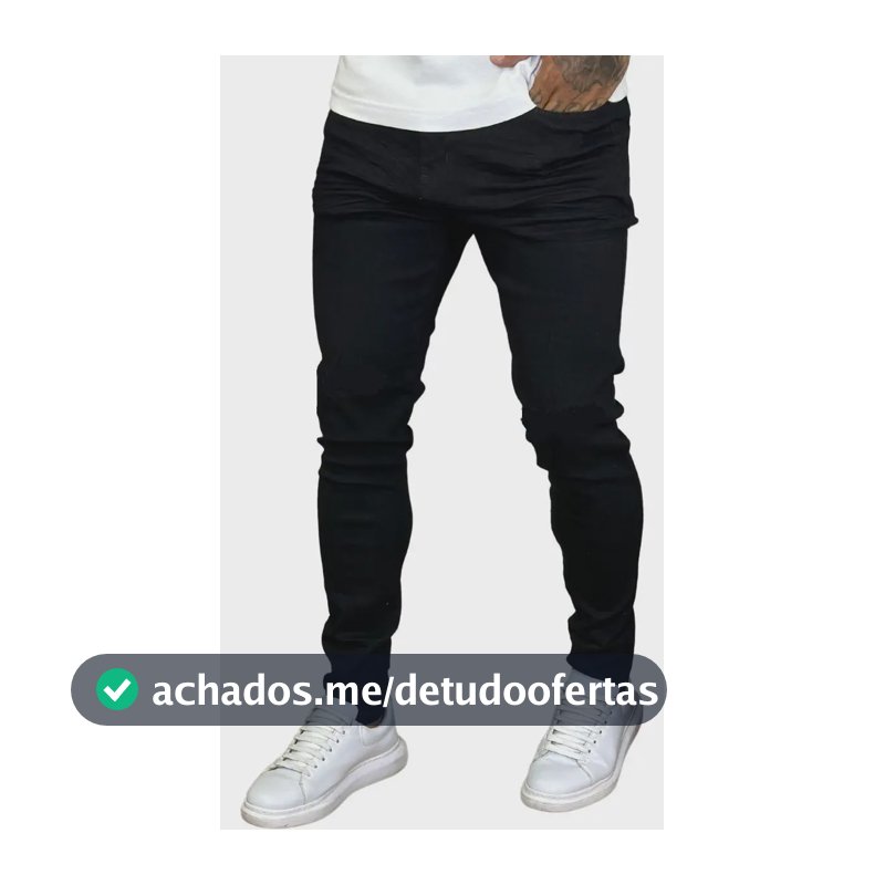 Calça Skinny Preta Masculina Jeans Com Elastano Lycra Preto 44
