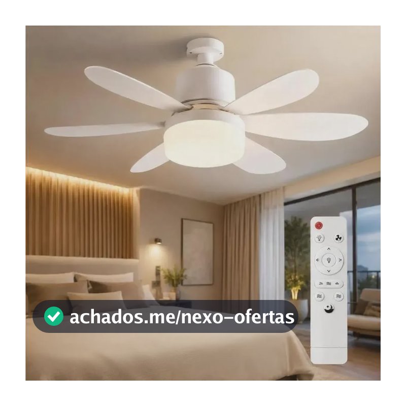 Ventilador De Teto E27 120w 52cm Bivolt Controle Remote 52 Cm