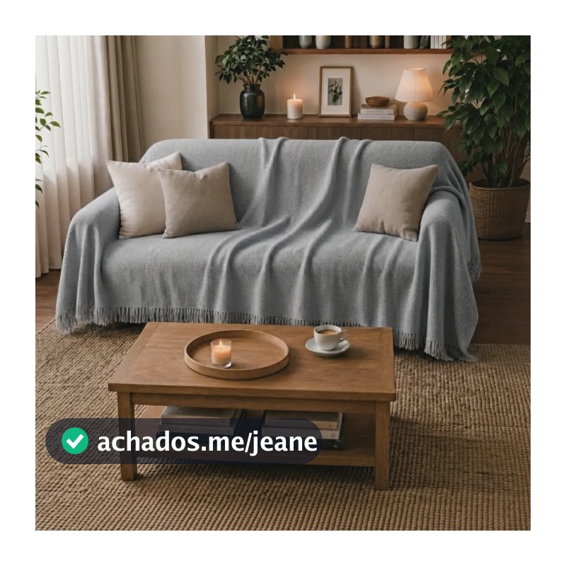 Manta Para Sofá Gigante 300x180 (king Size) Algodão Promoção Cinza Neblina Liso