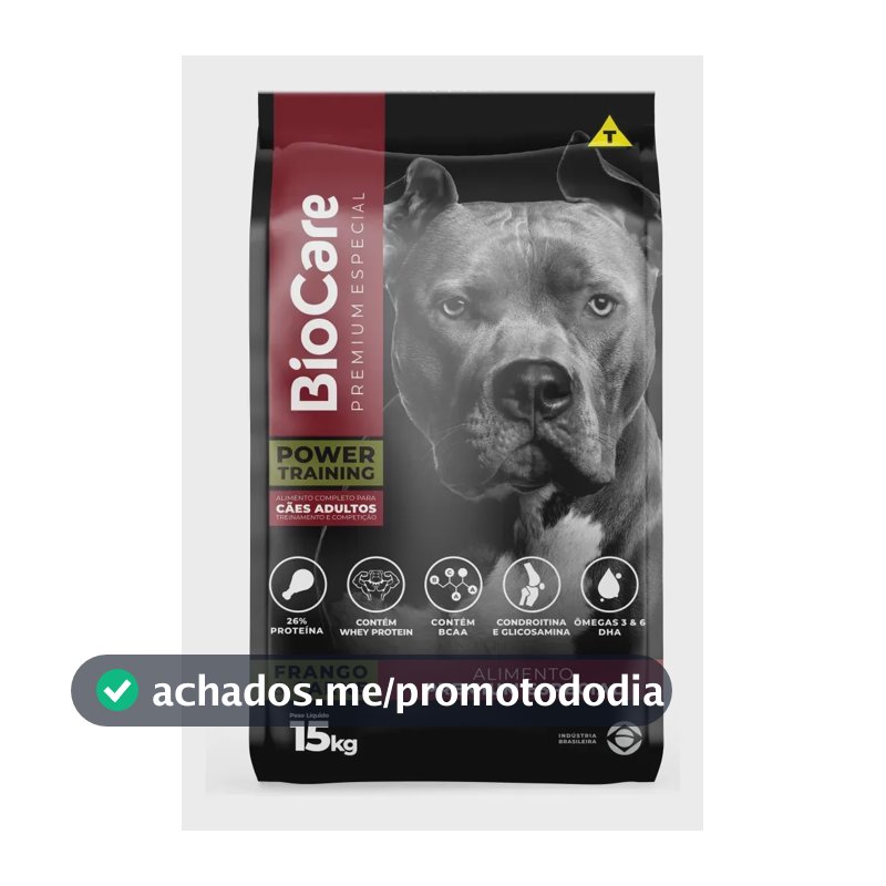 Ração Biocare Power Training Adulto 15kg 26% Proteína