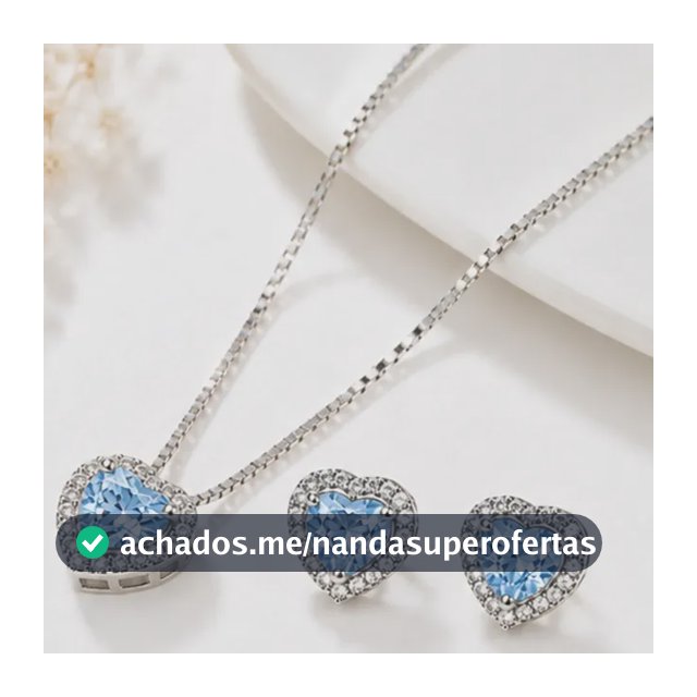 Colar E Brinco Feminino Prata 925 Coração Cravejado Zircônia