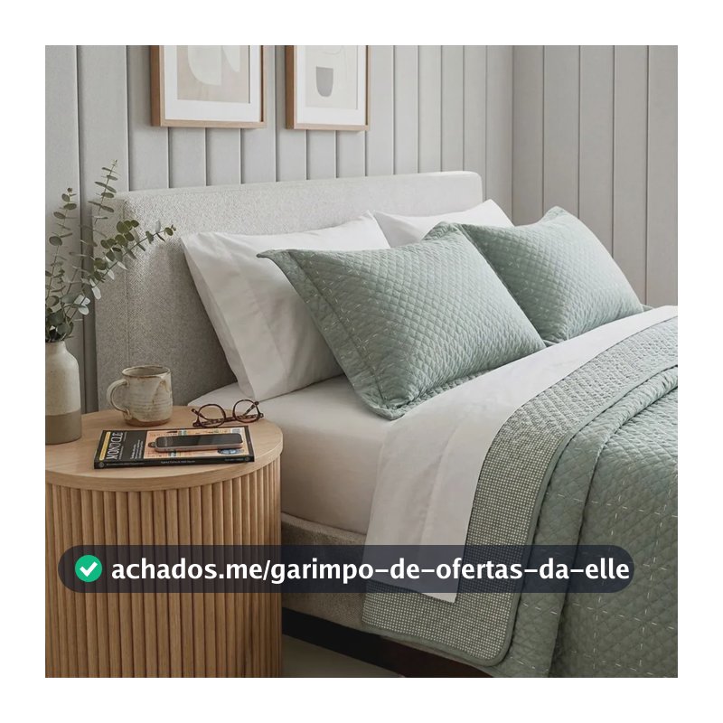 Kit Cobre Leito Colcha King 3 Peças Boutis Lisas Dupla Face Porta Travesseiro Aba Americana Grid Verde