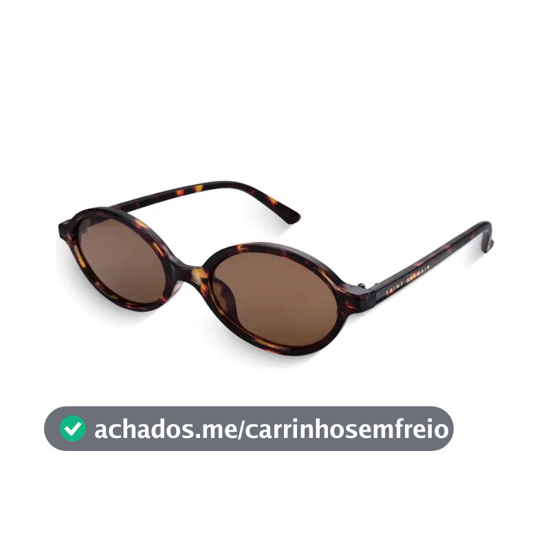 Óculos de Sol Saint Germain Siena Oval Tartaruga para Mulher com Lente Marrom e Proteção UV400