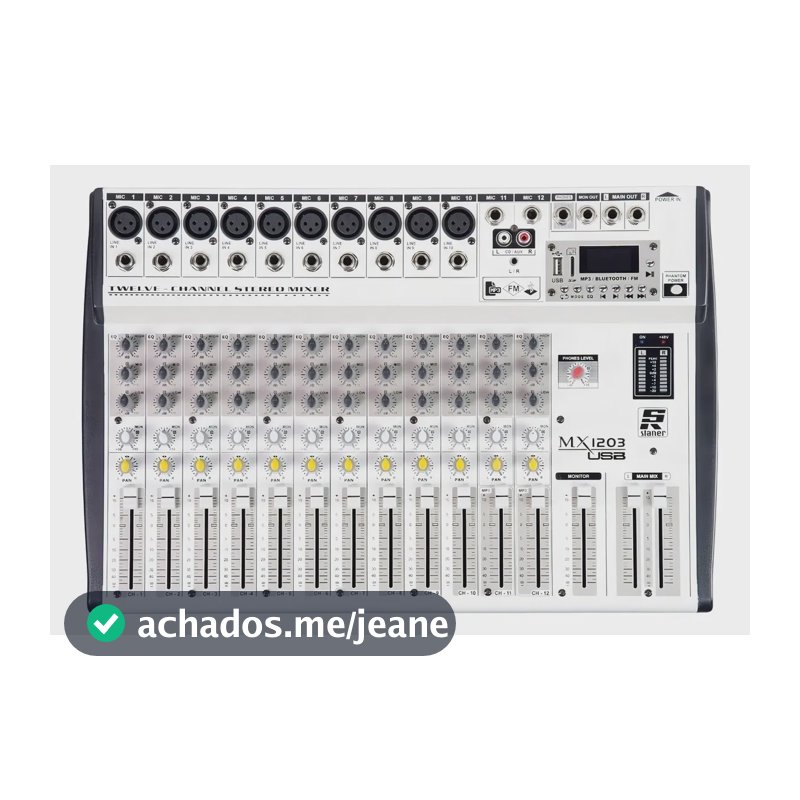 Misturador De Audio 12 Canais - Mx12 Usb Com Efeitos Staner