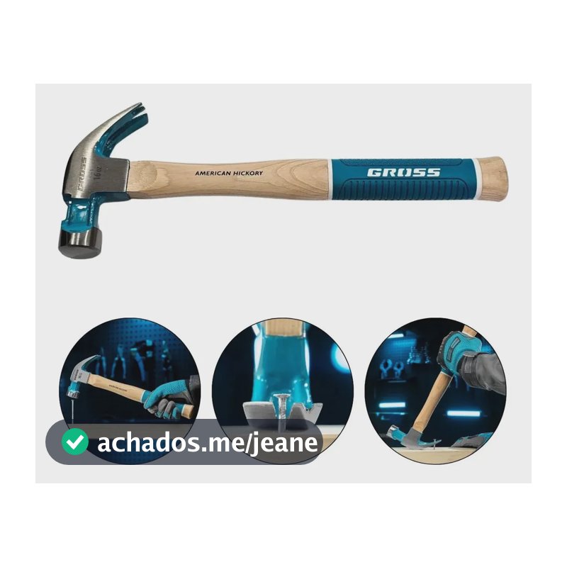Martelo Gross Carpintaria 33mm 450g Cabo Hickory