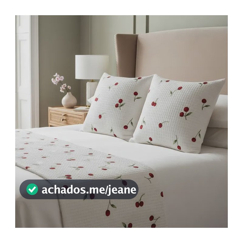 Peseira Piquet Favo Estampado King+2 Capas De Almofadas Cereja