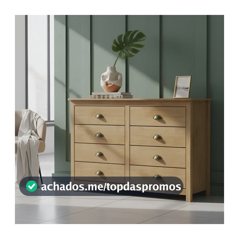 Cômoda de Madeira Maciça Freijó 8 Gavetas com Corrediças Telescópicas 125cm