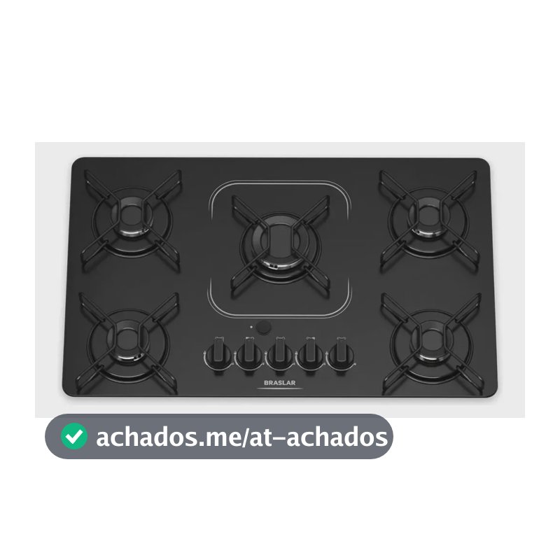 Fogão Cooktop alimentação gás - Braslar 5 bocas cor preto - Bivolt de Embutir