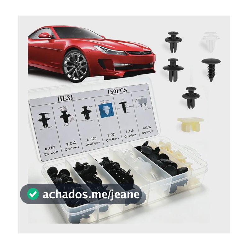Kit 150 Presilha Grampo Parabarro Parachoque Universal Carro