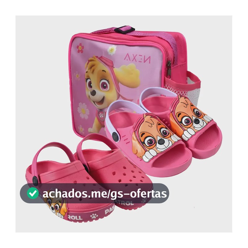 Babuche Infantil Chinelo Patrulha Sandália Slide Leve Kit 2 Fc+bn21 Rosa Pc 24.25 Br