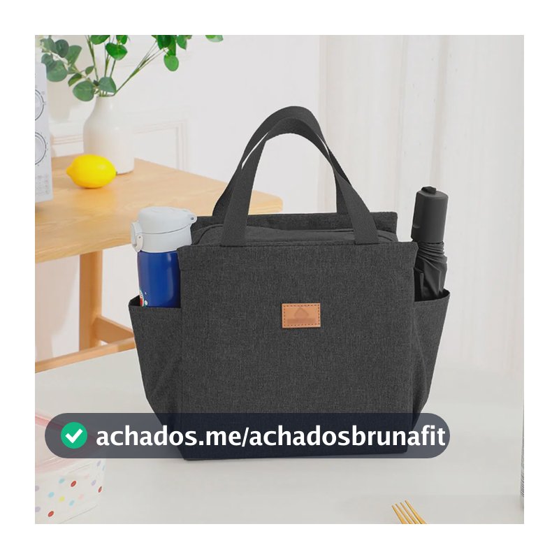 Bolsa Para Marmita Zíper Meimi Amores Preto Nylon Semi Impermeável