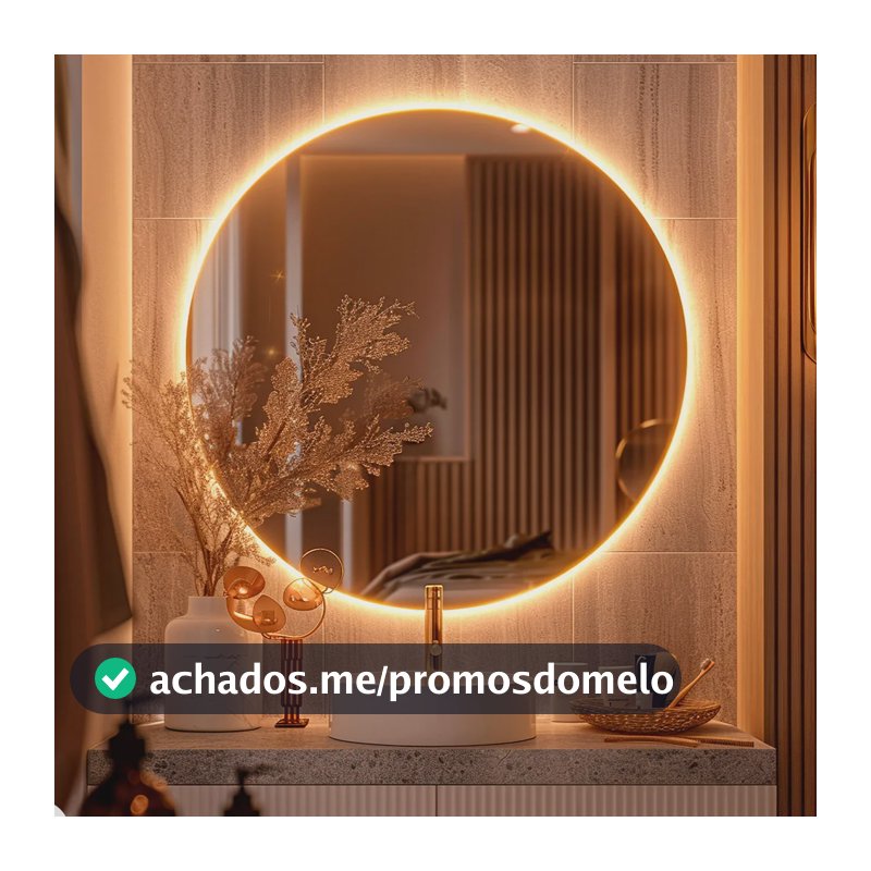 Espelho Redondo 60cm C/ Led Para Parede Quarto Banheiro Sala
