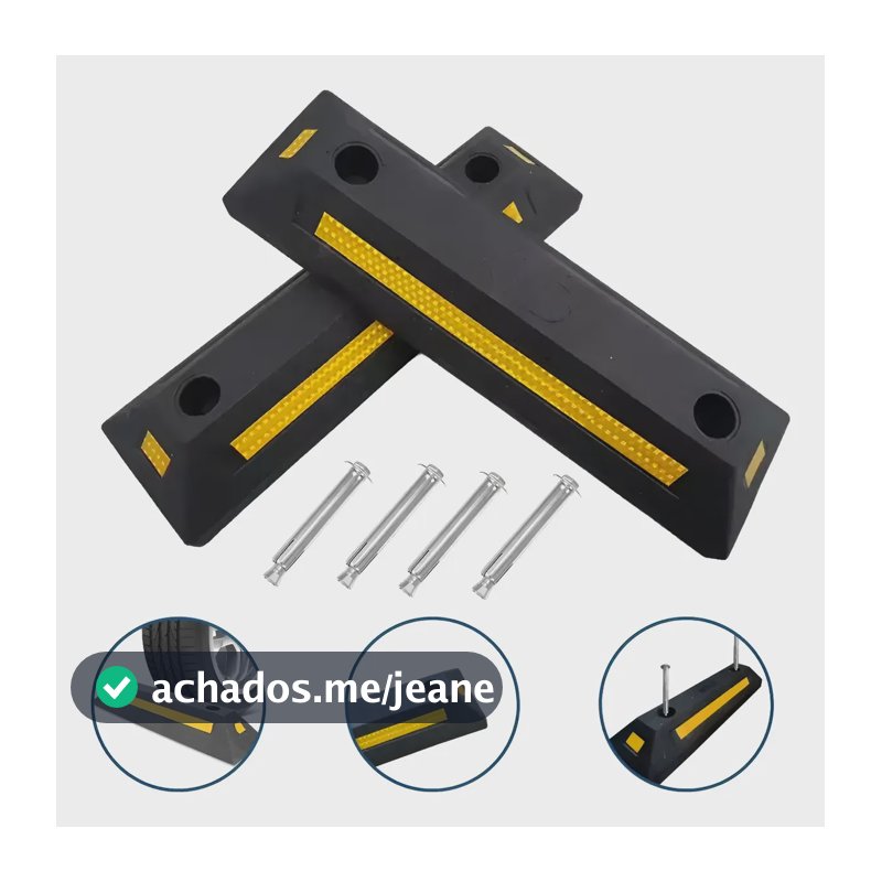 Bate Rodas Limitador De Vagas 2 Und Borracha Garagem 55cm Preto Amarelo Refletivo