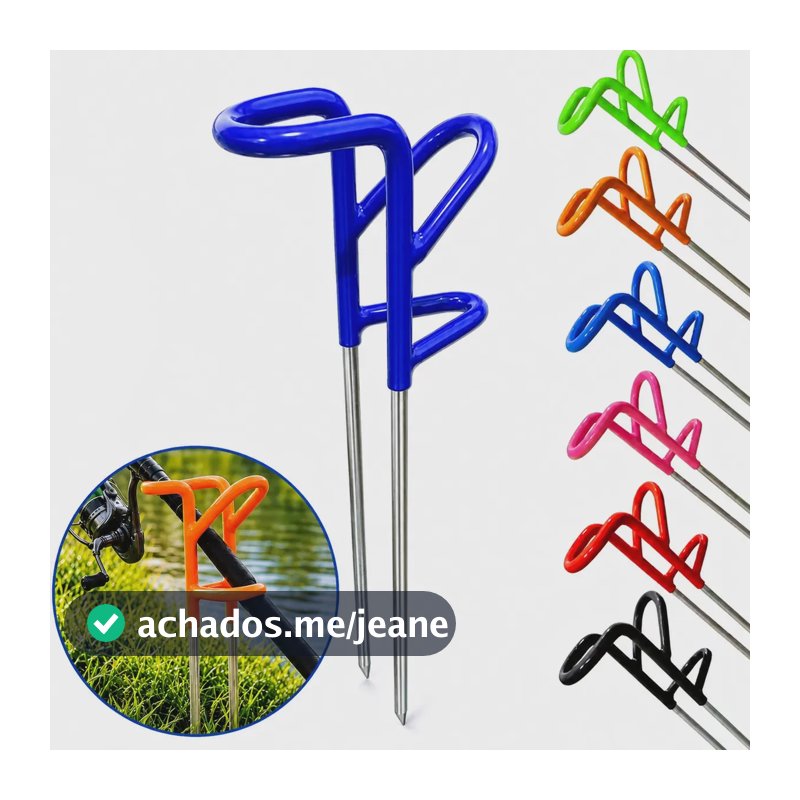 Suporte Vara Pesca Emborrachado Reforçado Resistente 36 Cm Azul