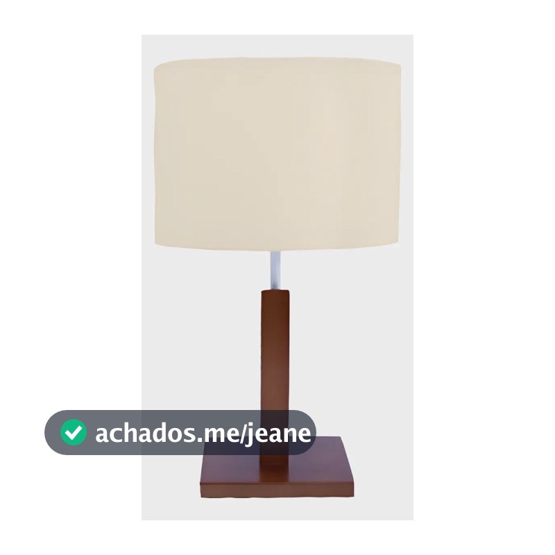 Abajur Luminária Quarto Pé Quadrado Imbuia C. Algodão Em Mdf Na Cor Imbuia Cúpula Algodão Cru 127/220v