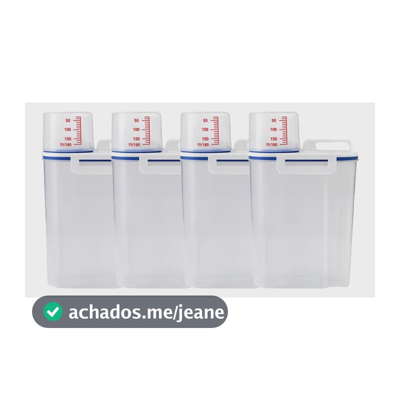 Kit 4 Potes Herméticos Com Medidor 2,5l Arroz Grãos Ração