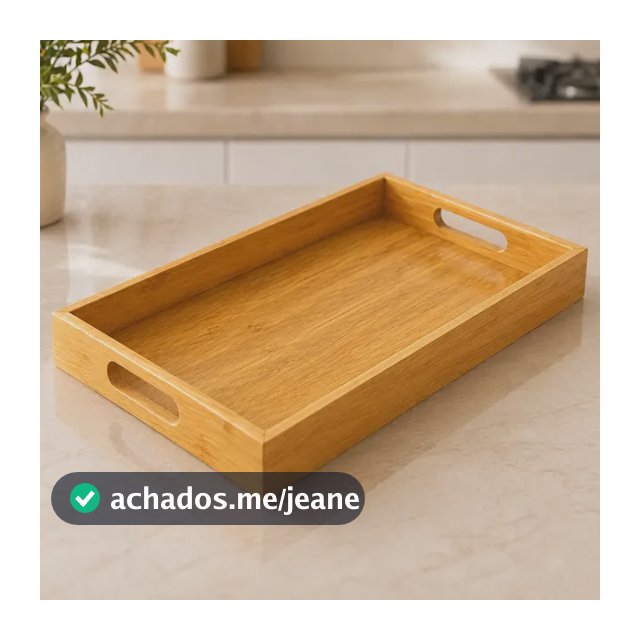 Bandeja Bambu Café Da Manhã Alça Decoração Grande 35x22cm Bambu