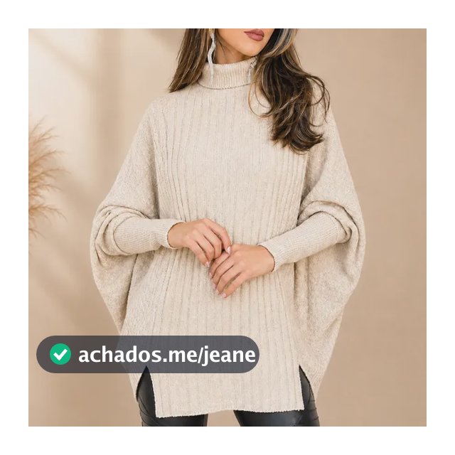 Blusa Poncho Tricot Feminino Inverno Mousse Elegante