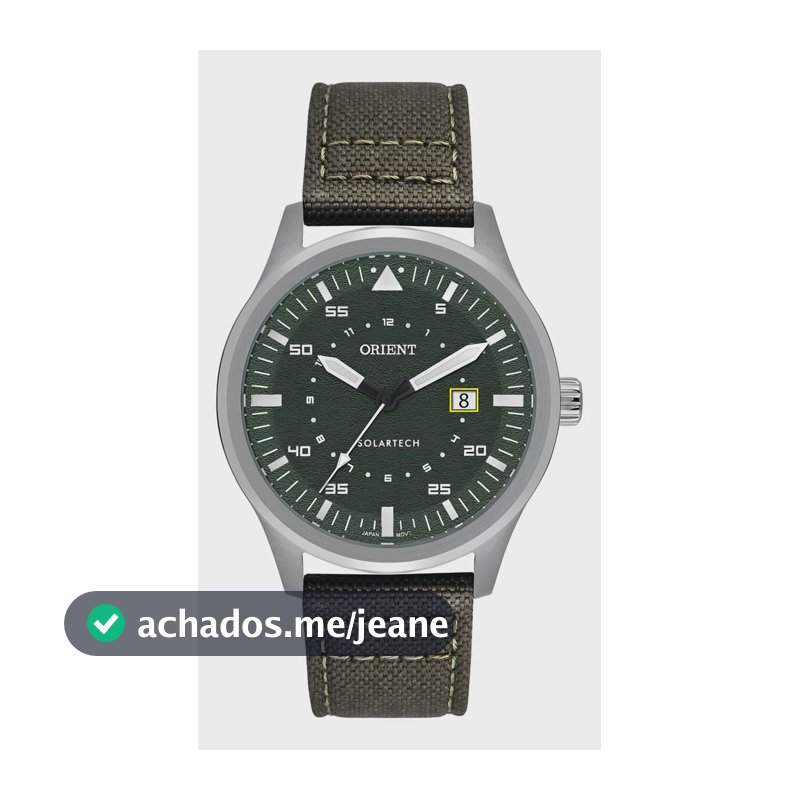 Relógio Orient Masculino Solar Verde Militar Aço Resistente Água 50m