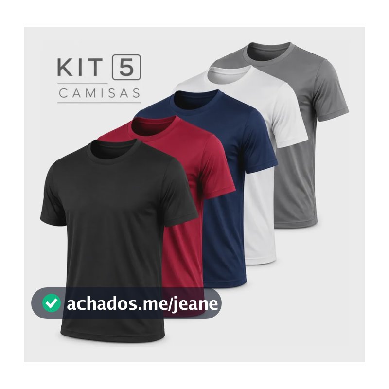 Kit 5 Camisetas Básicas Masculina Dry Fit Lisa Tradicional Sortido Lisa M