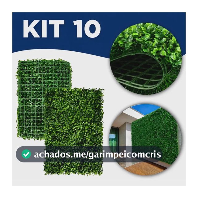 Kit C/10 Jardim Vertical Artificial Placa Buchinho 60x40cm Branco