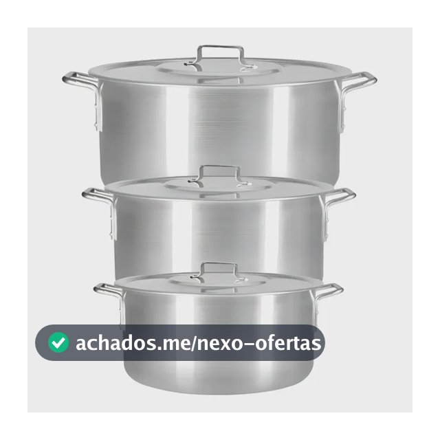 Kit 3 Panelas Feijoada Caldo Alumínio 23 cm 25 cm 27 cm