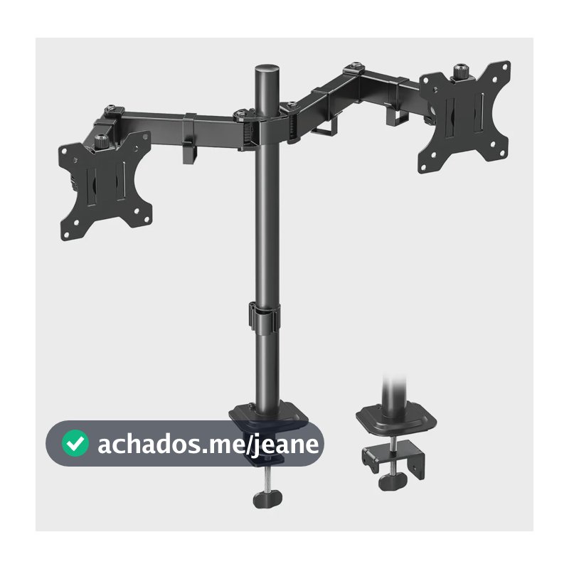 Suporte Braço Articulado Duplo Fixa Mesa Vesa Para Monitores Preto
