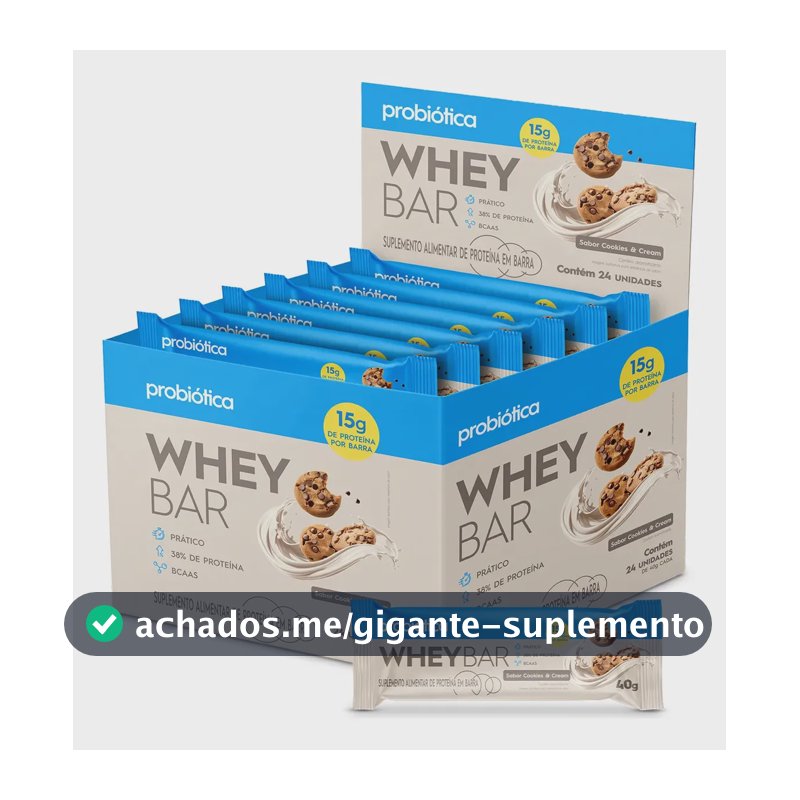 Barra de proteínas Probiótica Whey sabor Cookies and cream x 960g 24 un