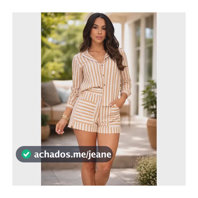 Conjunto Feminino Listrado Camisa E Shorts Alfaiataria Lindo