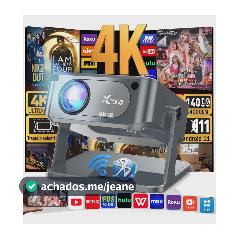Projetor Smart Portátil Full Hd 4k 14000lm Bt Android Wifi Cinza-escuro 127/220v