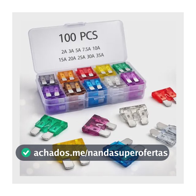 Fusível Lamina Média Carro Automotivo Kit 100 Pçs Com Estojo 1015202530v