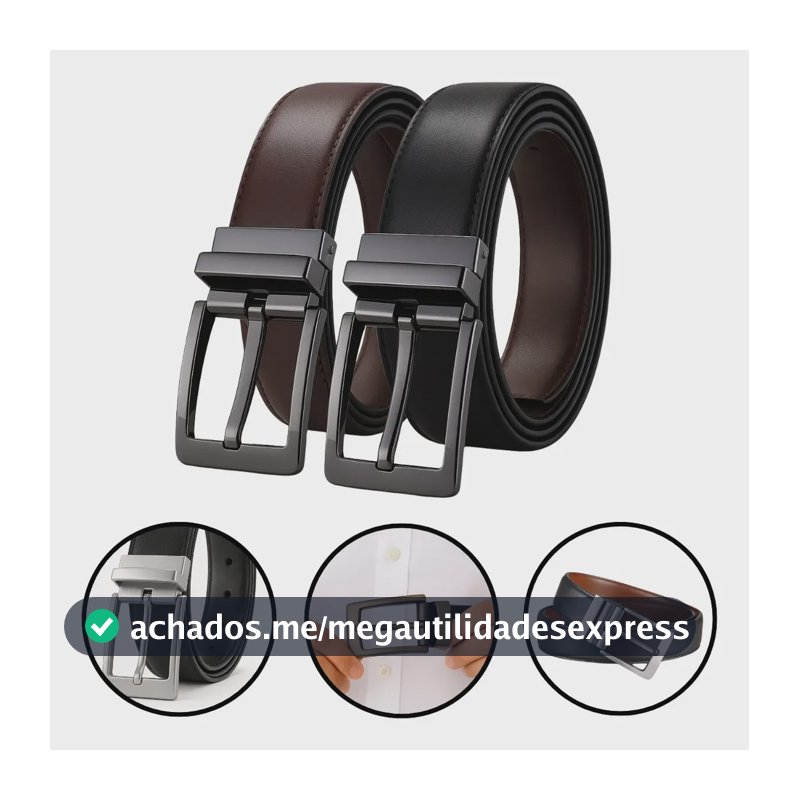 Cinto Masculino Couro Dupla Face 2 Em 1 Preto Marrom Social Preto/marrom 130 Cm