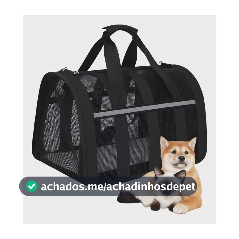 Bolsa Pet Cães E Gatos Avião Luxo Transporte Mala Viagem 5kg Preto