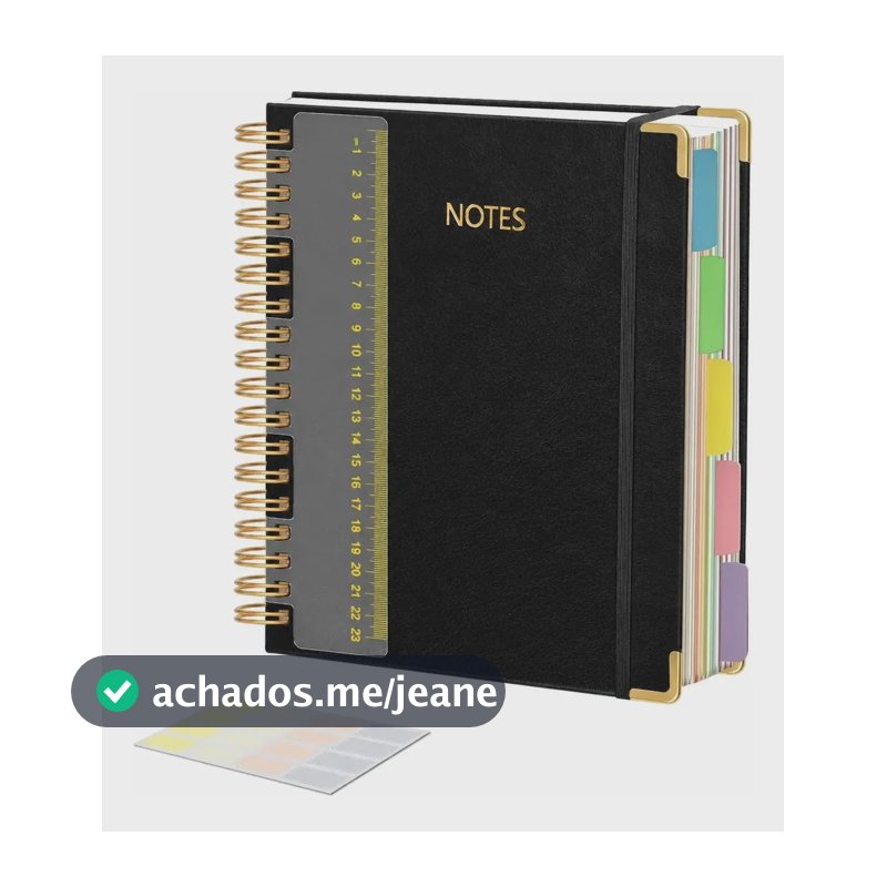 B5 Caderno Materia Capa Dura Escolar Com 10 Matérias Régua Preto