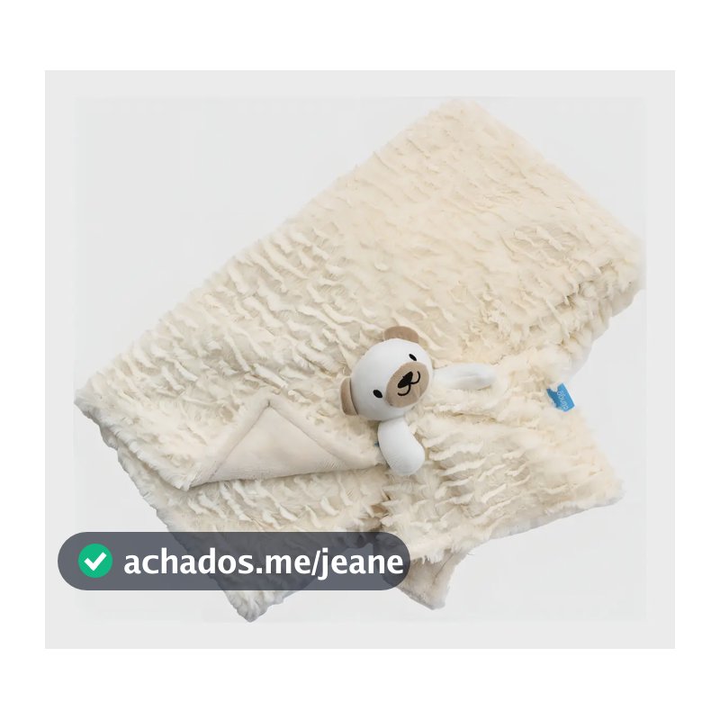 Kit Manta Cobertor + Naninha Infantil Bebê Clingo Cor Bege