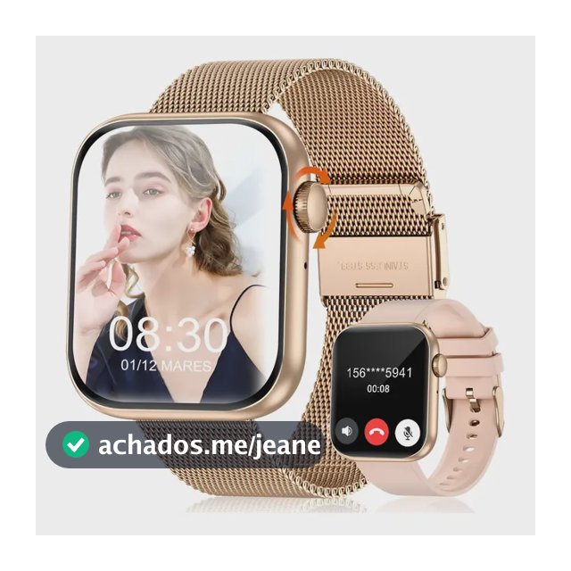 Smartwatch Feminino Esportivo Relógio Inteligente Ouro Rosa
