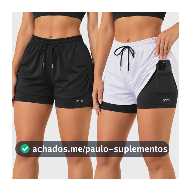 Kit 2 Short Duplo Compressão Fitness Bermuda Treino Feminino
