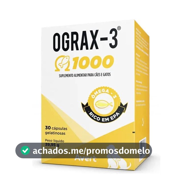 Suplemento Cães Gatos Avert Ograx-3 1000 30 Cápsulas