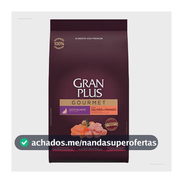 Ração Seca Filhote Gato Gran Plus Gourmet Salmão Frango 3kg 35% Proteína