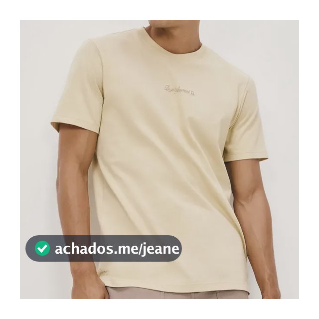Camiseta Masculina Manga Curta Com Estampa Hering Adulto Bege Claro Xg
