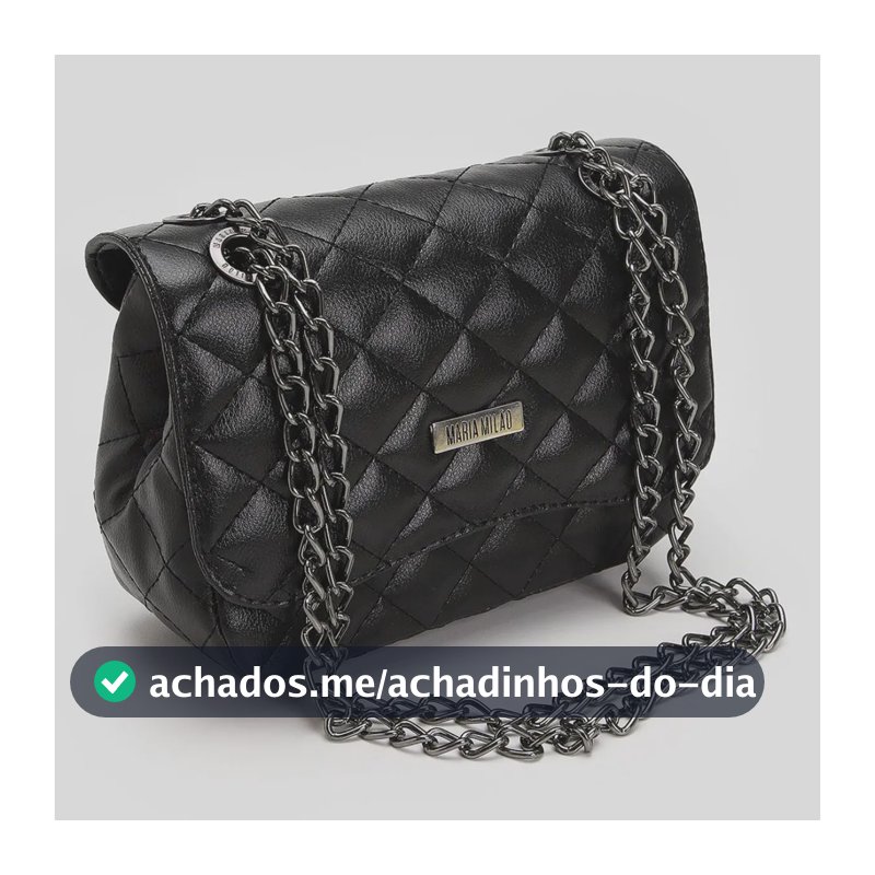 Bolsa Feminina Pequena Média Ombro Corrente Transversal Tiracolo Casual Couro PU Alça Lateral De Lado Fashion Sofisticada Tendência Blogueira Moderna Moda Elegante Matelassê Bordada Festa Cor Preta