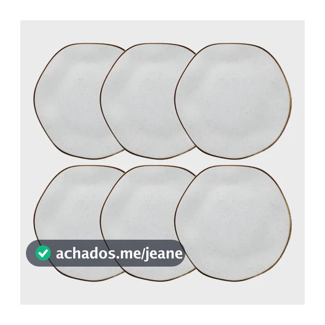 Jogo De 6 Pratos Rasos 27,5cm Ryo Maresia Cor Marrom Off White Oxford