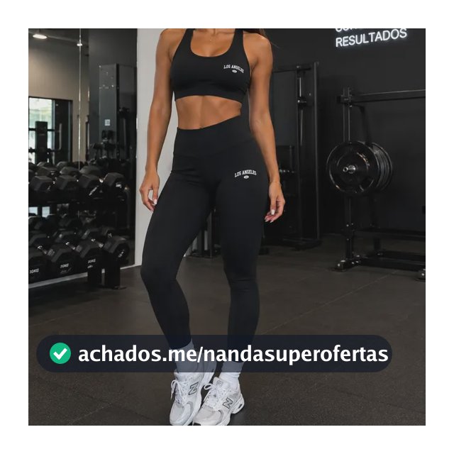 Conjunto Academia Top E Legging Fitnes Cintura Alta Preto Los Angeles G