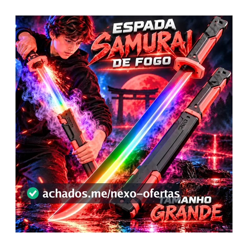 Espada Katana Led RGB Fumaça Brinquedo Recarregável, Som, Efeito De Faísca Ao Sacar E Bainha Para Anime, Cosplay, Games E Presente Geek