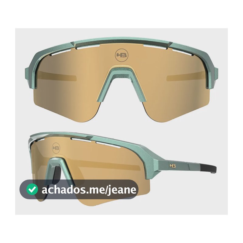 Óculos De Sol Hb Edge S M Metallic Green Gold Chrome Dourado Verde