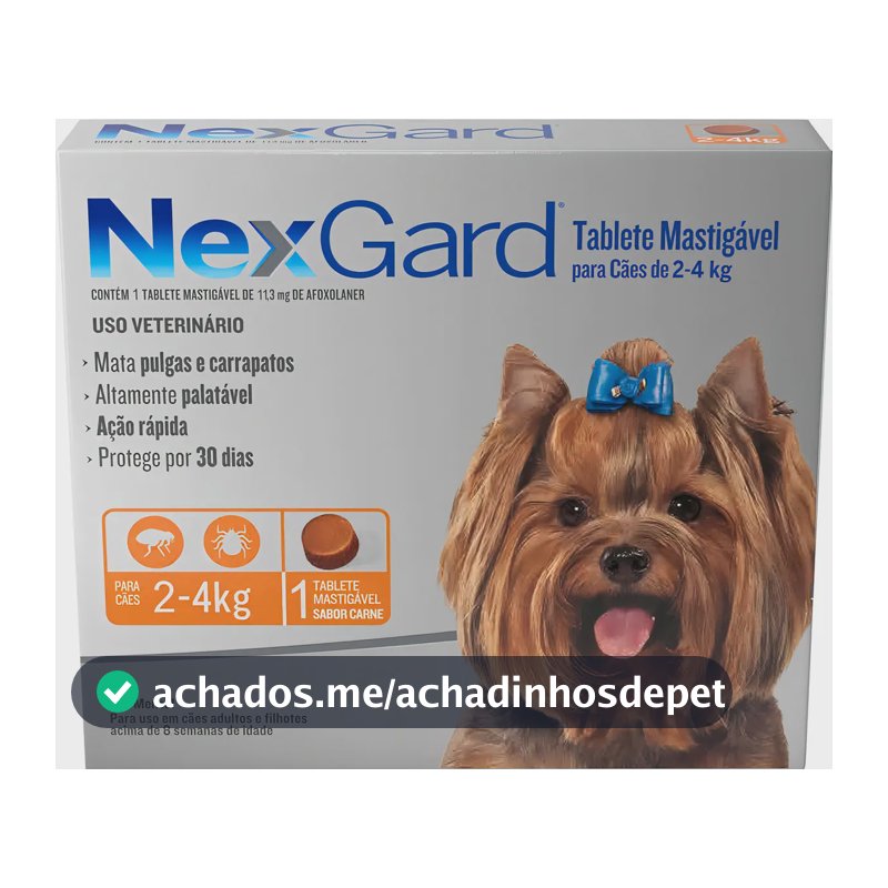 NexGard Antipulgas e Carrapatos Para Cães 2 a 4 kg 1 Comprimido