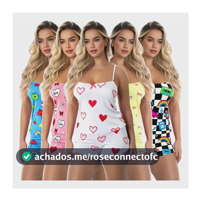 Kit 5 Conjuntos Pijama Feminino Baby Doll Estampados Cordoba